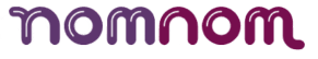 NomNom convenience store chain logo in purple gradient.