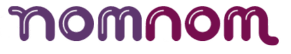 NomNom convenience store chain logo in purple gradient.