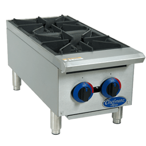 Chefmate 12'' Hot Plate, (2) burners, heavy-duty cast iron grates, 25,