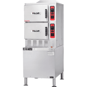 Convection Steamer, Gas, 2 compartments on 24'' cabinet base, (6) 12''