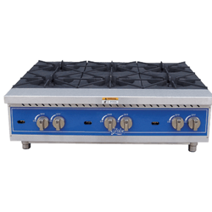 Hot Plate, gas, countertop, (6) 22,000 BTU cast iron burners, stainles